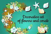 Decor cards with corals and flowers