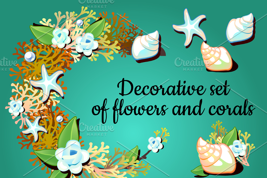 Decor cards with corals and flowers in Illustrations - product preview 8