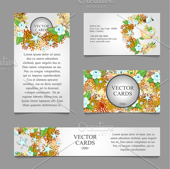 Decor cards with corals and flowers in Illustrations - product preview 1