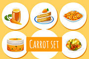 8 icons of carrot dishes and drinks