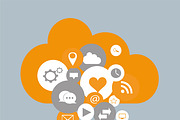 Cloud with social media icons