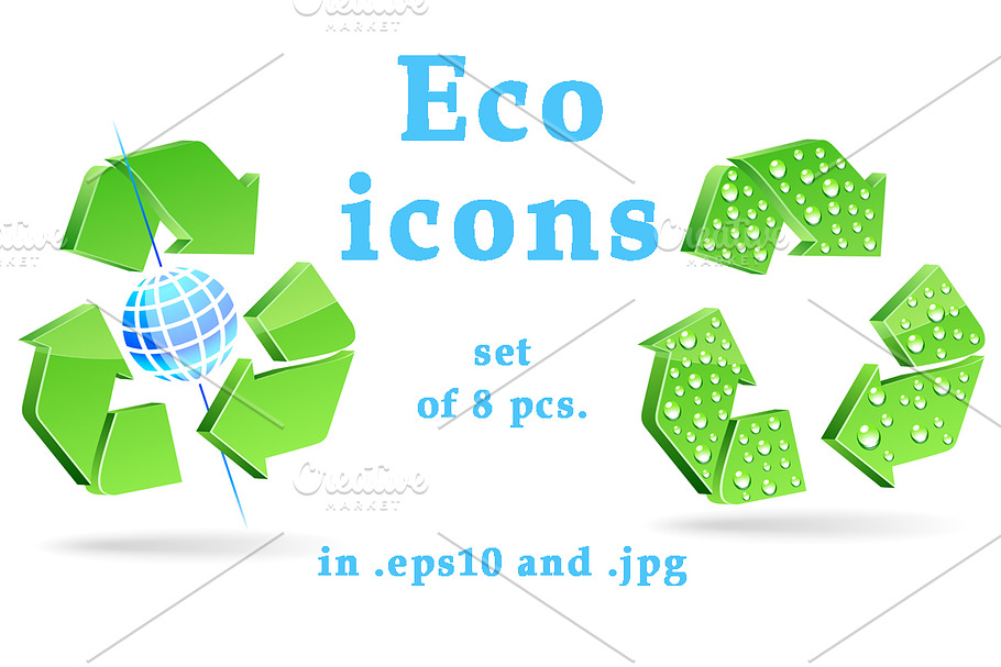 Eco environment protection icons set