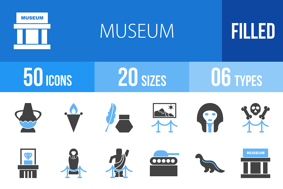 50 Museum Blue & Black Icons