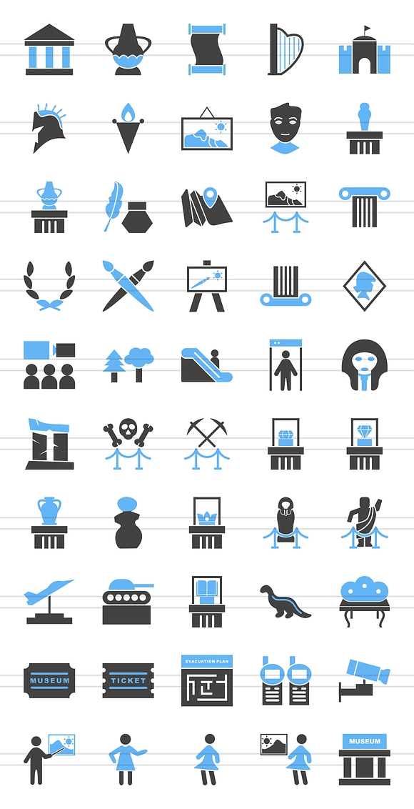 50 Museum Blue & Black Icons in Icons - product preview 1