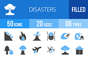 50 Disasters Blue & Black Icons