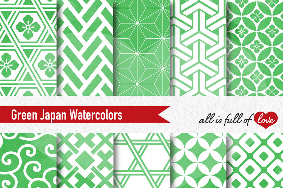 Greenery Watercolor Digital Paper in Patterns - product preview 8