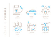 Travel lineart iconset
