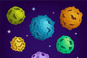 Cartoon open space asteroids