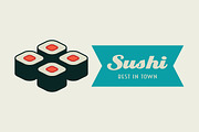 Sushi vector logo, label or badge