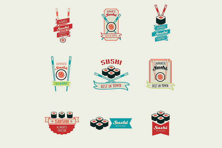 Set of sushi logos templates in Logo Templates - product preview 8
