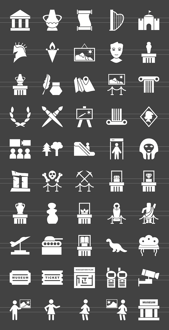 50 Museum Glyph Inverted Icons in Icons - product preview 1