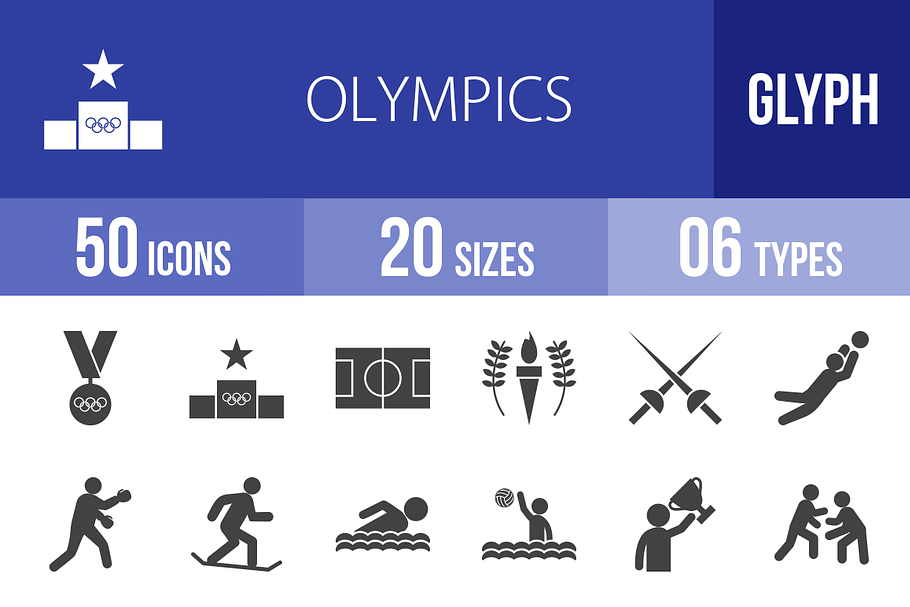 50 Olympics Glyph Icons