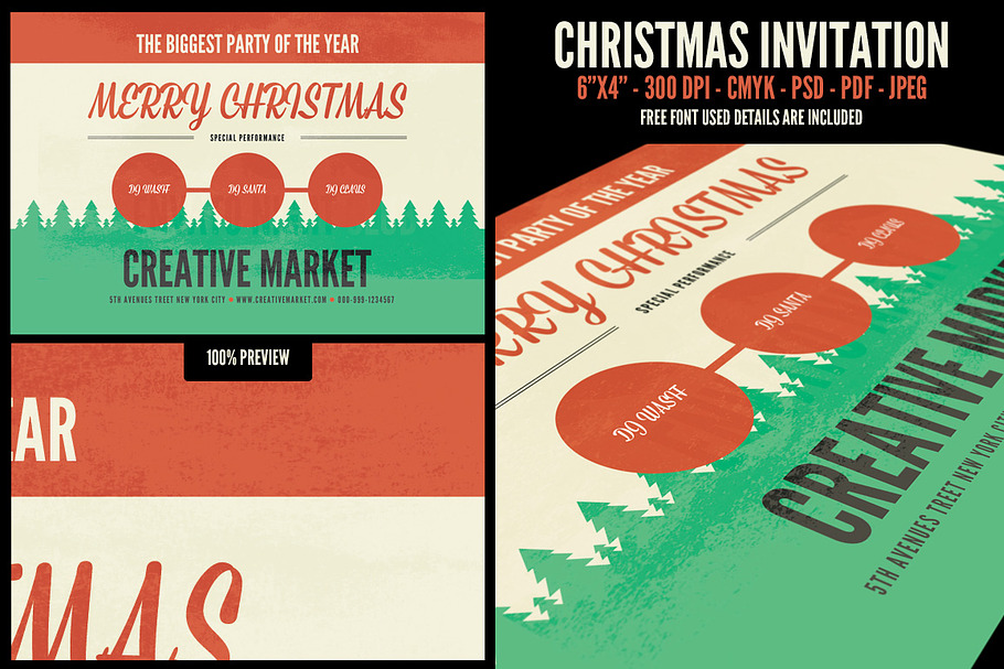 Christmas Invitation & PostCard in Postcard Templates - product preview 8