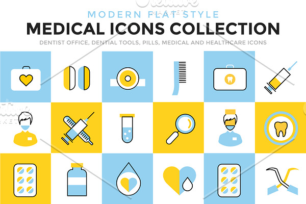 Medicine vector icons set