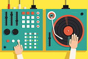 Turntable with dj hands