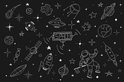 Space set in doodle style + patterns