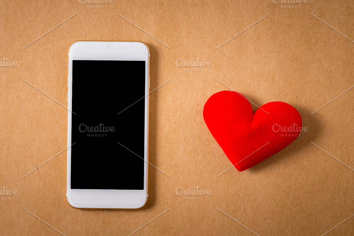 Valentine red heart and smartphone in Product Mockups - product preview 8