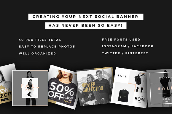 Fashion Social Banner Pack in Instagram Templates - product preview 1