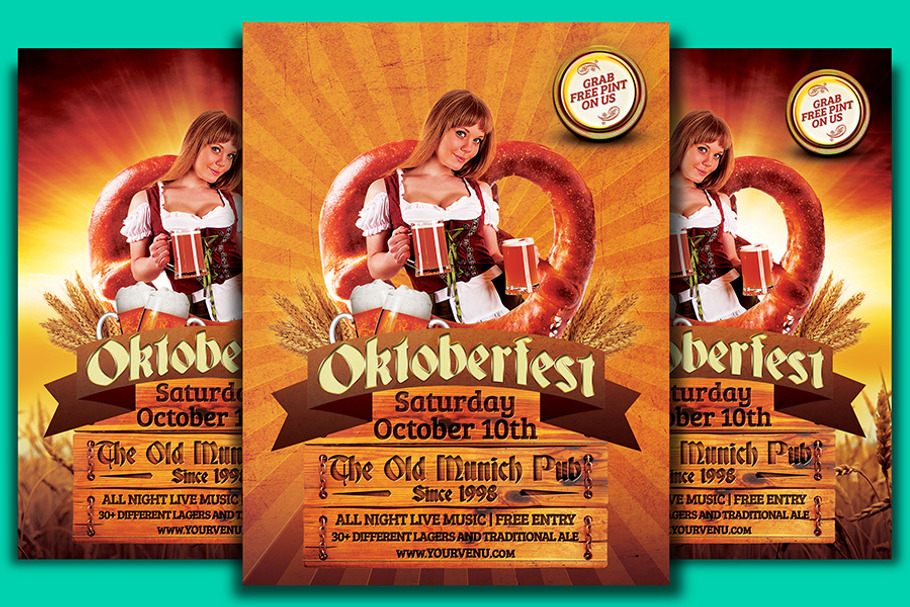 Oktoberfest Pretzel Flyer Template in Flyer Templates - product preview 8