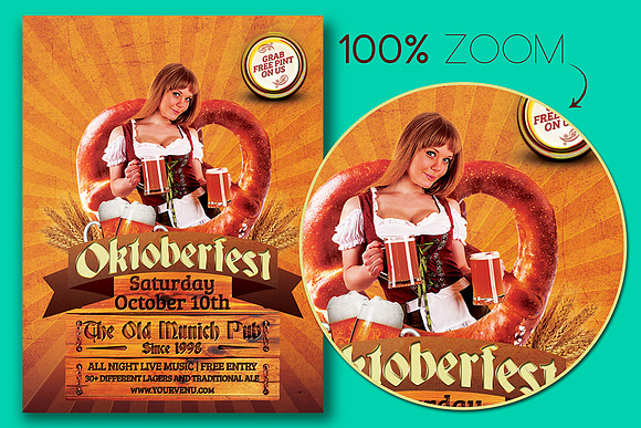 Oktoberfest Pretzel Flyer Template in Flyer Templates - product preview 1