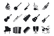 Musical instrument icons set