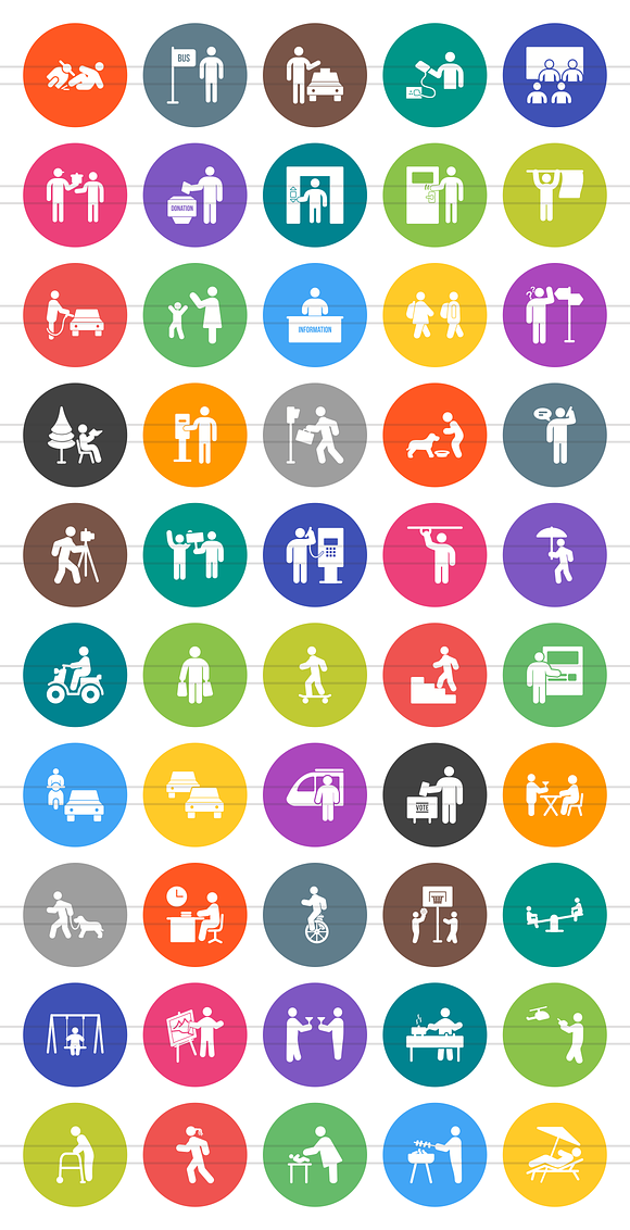 50 City Lifestyle Flat Round Icons in Graphics - product preview 1