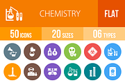 50 Chemistry Flat Round Icons