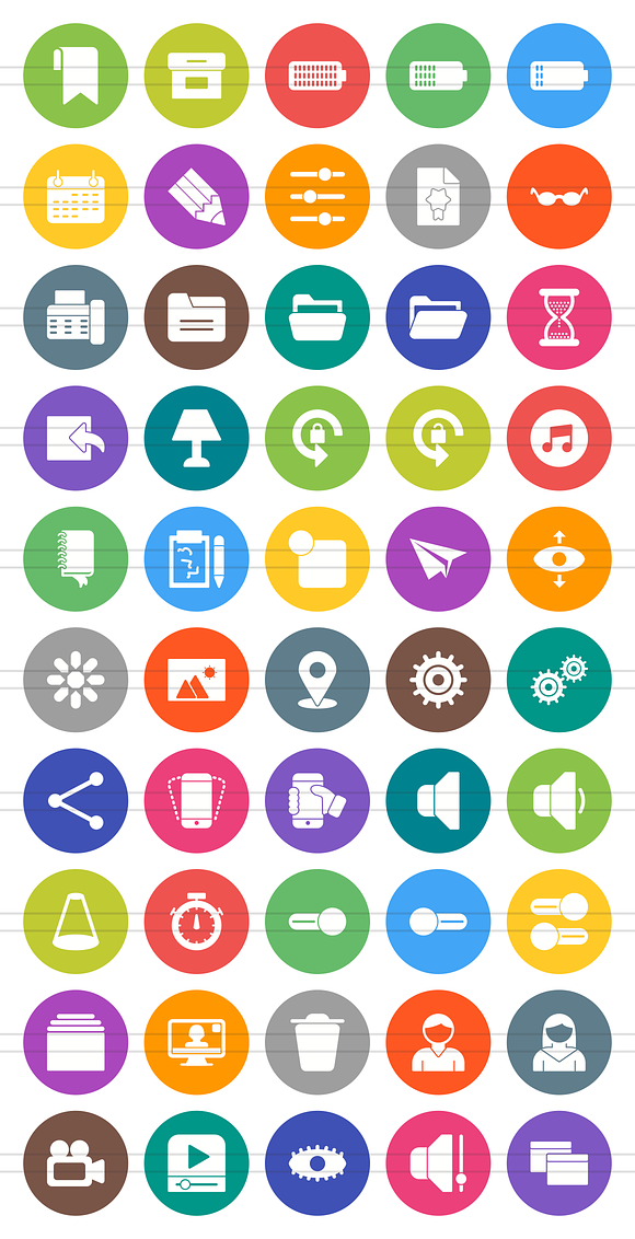 50 Web Interface Flat Round Icons in Icons - product preview 1