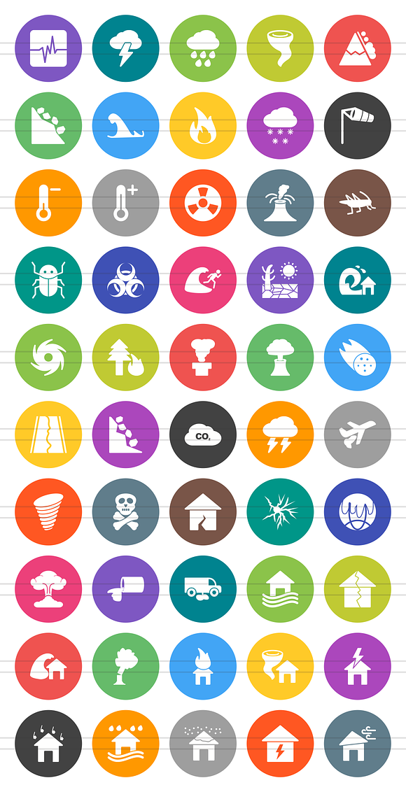 50 Disasters Flat Round Icons in Graphics - product preview 1