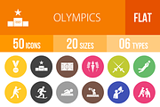 50 Olympics Flat Round Icons