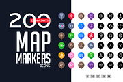 200 Map markers icons set