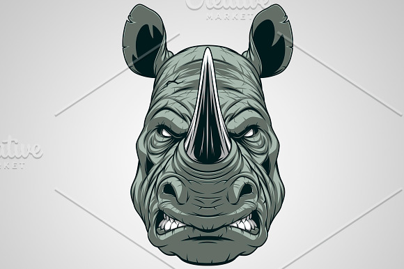 Ferocious rhinoceros head in Illustrations - product preview 1