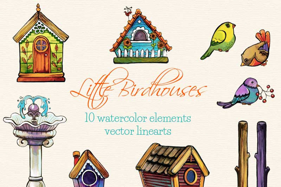 Little Birdhouses - clip arts in Illustrations - product preview 8