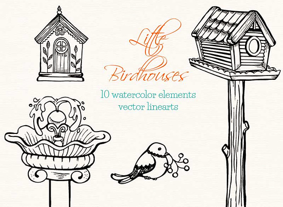 Little Birdhouses - clip arts in Illustrations - product preview 2
