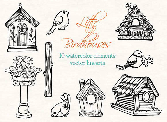 Little Birdhouses - clip arts in Illustrations - product preview 3