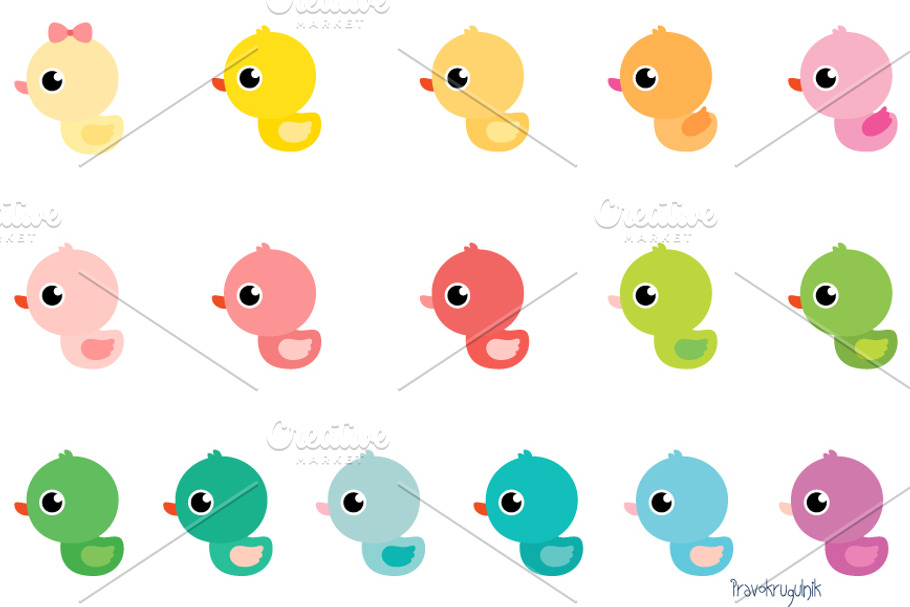Cute rubber ducks clipart in Illustrations - product preview 8