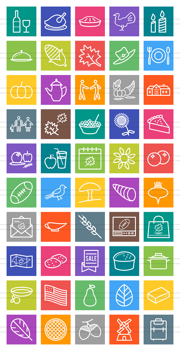 50 Thanksgving Line Multicolor Icons in Icons - product preview 1