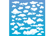Cartoon Clouds Set On Blue Sky