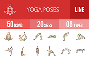 50 Yoga Line Filled Icons