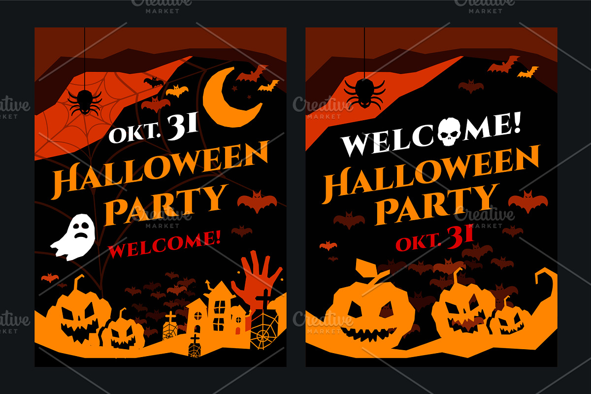 Halloween party flyer card vector in Illustrations - product preview 8