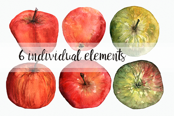 Watercolor Apples ClipArt Collection in Objects - product preview 2