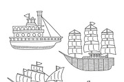 Doodle boats & ships set