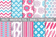 Magenta, purple, and teal Patterns