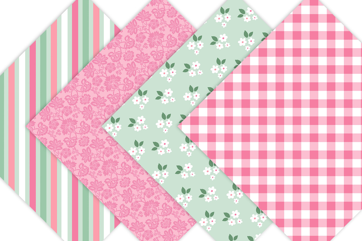 Pink Floral Digital Paper Pack in Patterns - product preview 8