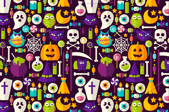 Halloween Flat Seamless Patterns in Patterns - product preview 6