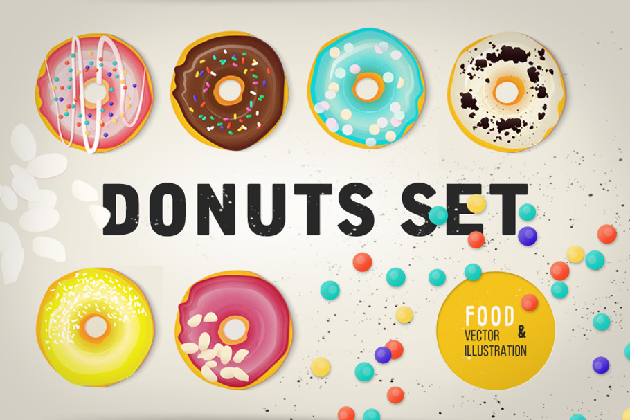 Vector set of glazed colored donuts. in Illustrations - product preview 8