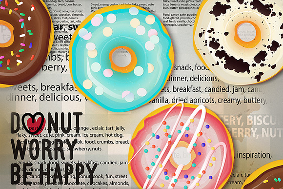 Vector set of glazed colored donuts. in Illustrations - product preview 1