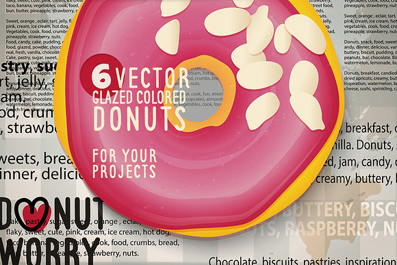 Vector set of glazed colored donuts. in Illustrations - product preview 2
