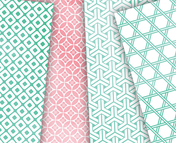 Pink Mint Watercolor Paper Sheets in Patterns - product preview 2
