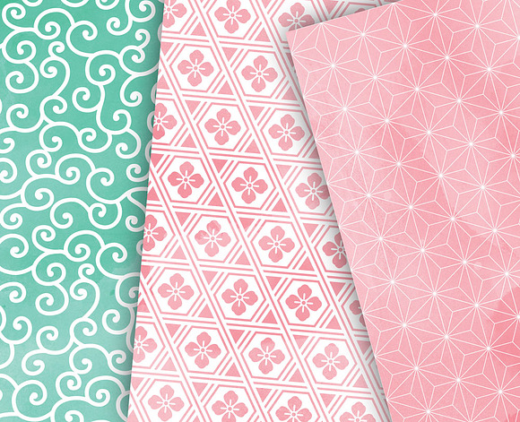 Pink Mint Watercolor Paper Sheets in Patterns - product preview 3